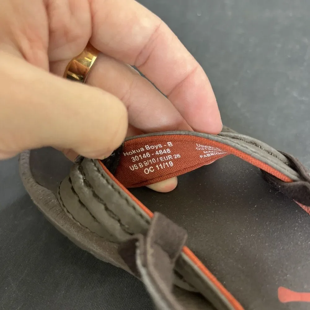 Olukai Hokua Toddler 9/10 Flip Flop Sandals Brown Heel Strap Sandals Boys Chrty